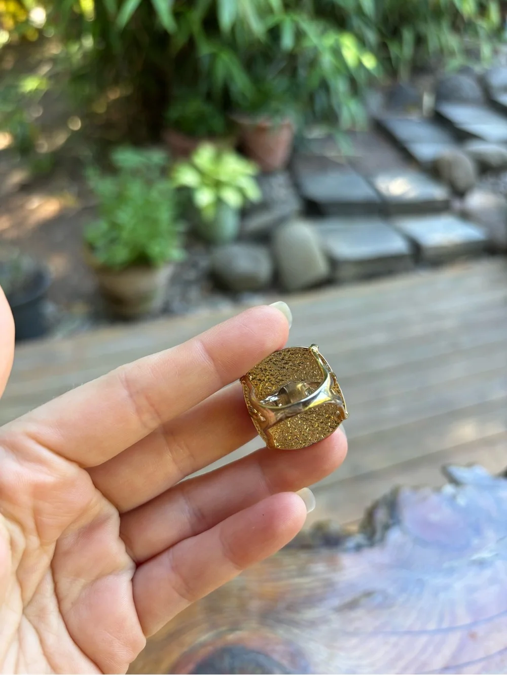 Chloe + Isabel Gold Ring with Coral Pink Stone
